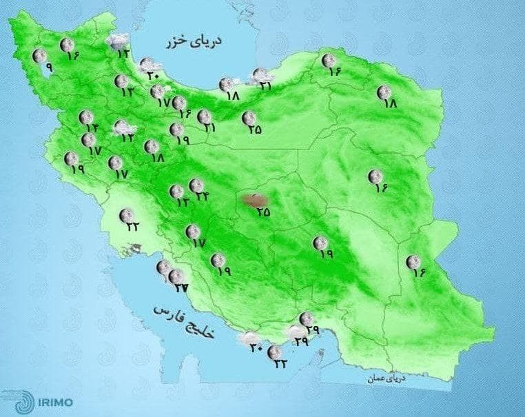 وضعیت آب و هوا، امروز ۷ مهر ۱۴۰۰ / رگبار و رعد و برق در استان&zwnj;های ساحلی خزر و اردبیل