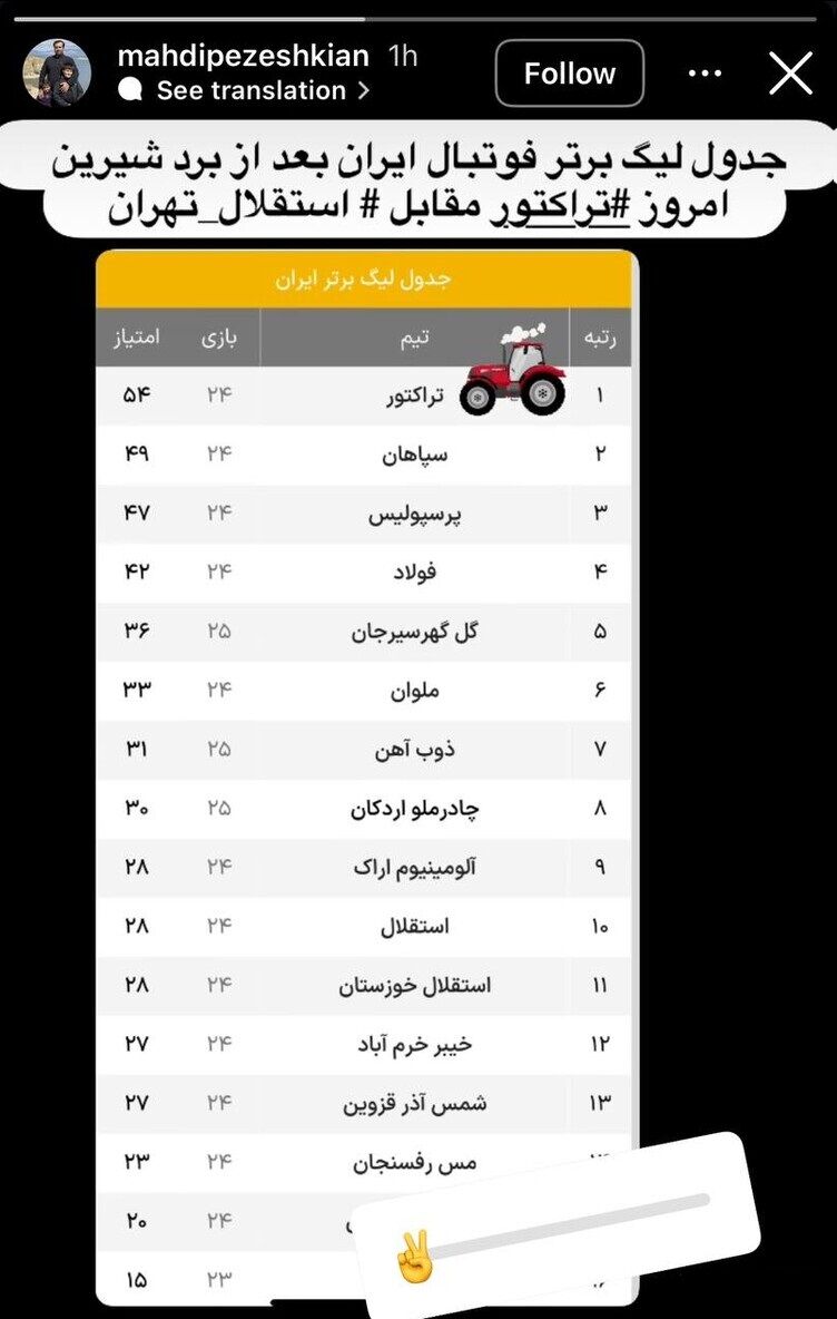 واکنش پسر کوچک پزشکیان به برد تراکتور مقابل استقلال +عکس