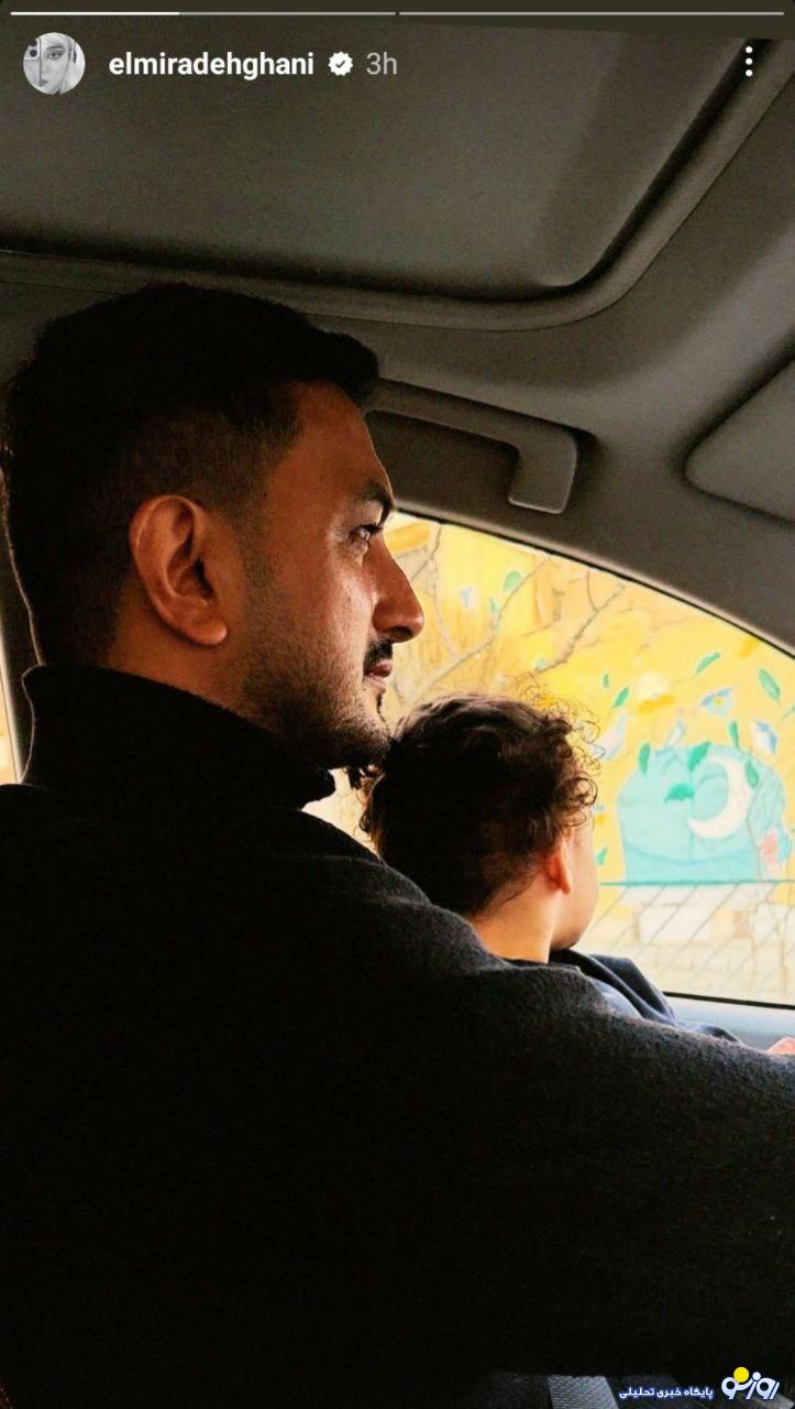 عکسی از المیرا دهقانی دولت‌آبادی و فرزند مو فرفری
